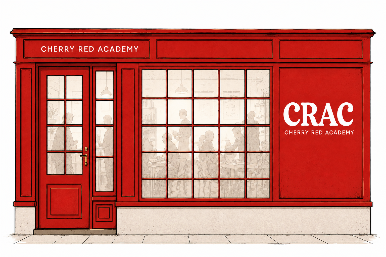 Ilustración del nuevo local de Cherry Red Academy